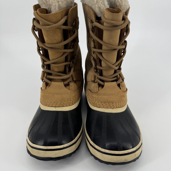 Sorel Waterproof Snow Boots Tan Brown Faux Fur Lined Women US 8.5 - Picture 3 of 16